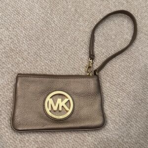 Michael Kors Metallic Wristlet with Logo